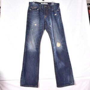 Express Men's Blue Jeans Size 32x34 Distressed Dark Wash